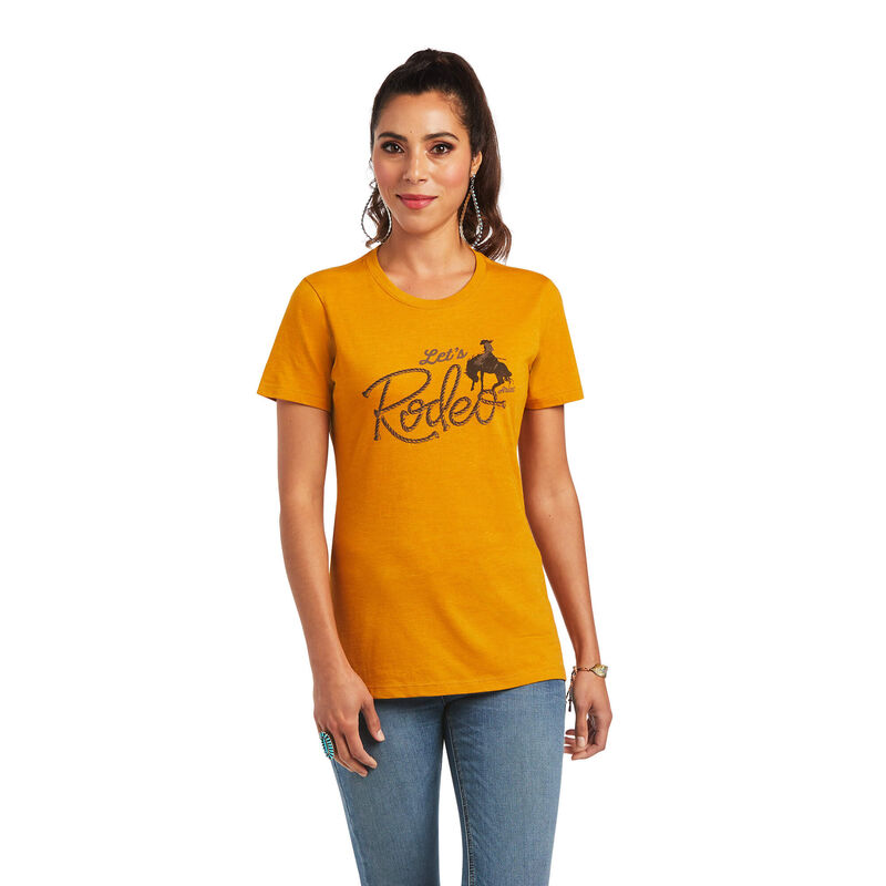 Camisetas Ariat Let's Rodeo Amarillo Mujer - Chile 653-VRNBCJ